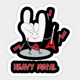 HEAVY METAL HAND HORN WITH GUITAR Sticker